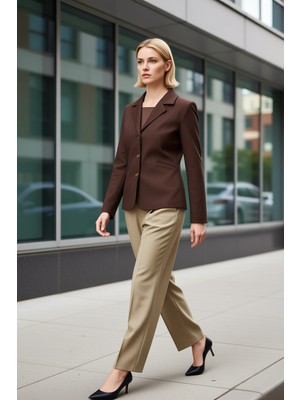 Benerly Kadın Ceket Yaka Standart Kol Fitted Kalıp Dokuma Fonksiyonel Dayanıklı Kaliteli Konforlu Şık