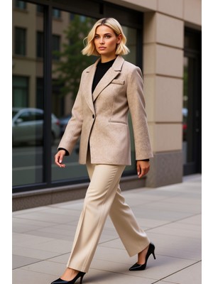 Benerly Kadın Ceket Yaka Standart Kol Oversize Dokuma Kalıp Fonksiyonel Dayanıklı Kaliteli Estetik