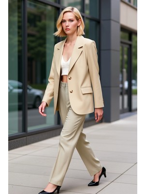 Benerly Kadın Ceket Yaka Uzun Kol Regular Kalıp Dokuma Fonksiyonel Dayanıklı Kaliteli Konforlu Şık