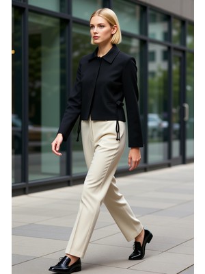 Benerly Kadın Ceket Yaka Uzun Kol Düz Dokuma Kalıp Oversize Fonksiyonel Dayanıklı Kaliteli Estetik