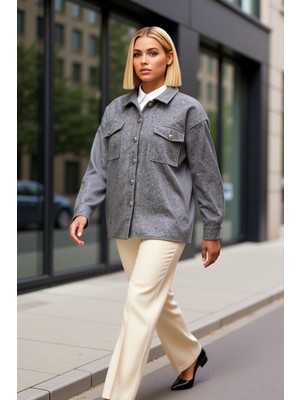 Benerly Kadın Gömlek Yaka Standart Kol Kaşe Ceket Fonksiyonel Dayanıklı Kaliteli Konforlu Estetik Şık
