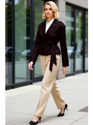 Benerly Kadın Ceket Yaka Uzun Kol Regular Kalıp Dokuma Fonksiyonel Dayanıklı Kaliteli Konforlu Şık