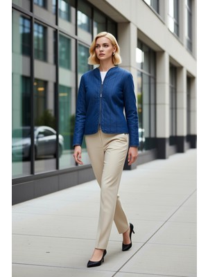 Benerly Kadın Hakim Yaka Düz Desenli %100 Pamuk Regular Kalıp Ceket Fonksiyonel Dayanıklı Kaliteli