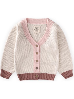 Cigit Triko Düğmeli Hırka 2-8 Yaş Naturel Pembe