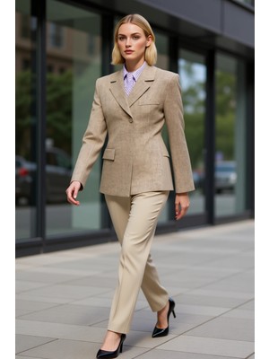 Benerly Kadın Ceket Yaka Uzun Kol Düz Dokuma Kalıp Regular Fonksiyonel Dayanıklı Kaliteli Konforlu