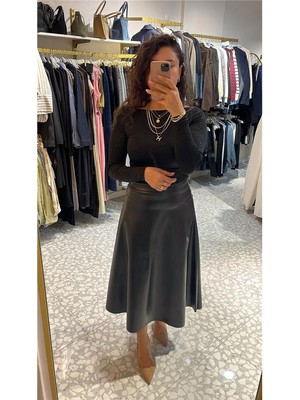 Etek Midi (80CM) Pu Deri