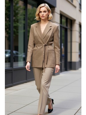 Benerly Kadın Kruvaze Yaka Uzun Kol Oversize Kalıp Ceket Fonksiyonel Dayanıklı Kaliteli Konforlu Şık