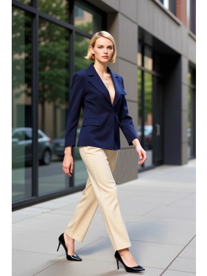 Benerly Kadın Oversize Ceket Yaka Uzun Kol Standart Kalıp Dokuma Fonksiyonel Dayanıklı Kaliteli Şık