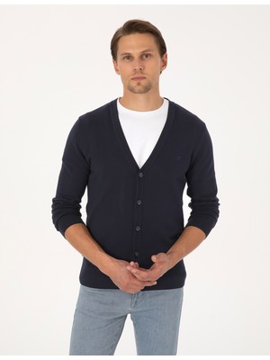 Pierre Cardin Erkek Lacivert Slim Fit Basic Düğmeli Triko Hırka 50317330-VR033