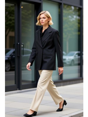 Benerly Kadın Ceket Yaka Uzun Kol Regular Kalıp Düz Dokuma Ceket Fonksiyonel Dayanıklı Kaliteli Şık