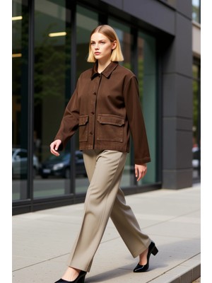 Benerly Kadın Gömlek Yaka Düşük Kol %100 Pamuk Oversize Kalıp Fonksiyonel Dayanıklı Kaliteli Rahat