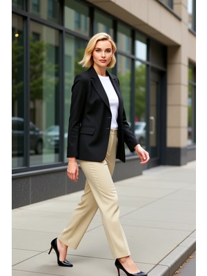 Benerly Kadın Ceket Yaka Uzun Kol Regular Kalıp Dokuma Fonksiyonel Dayanıklı Kaliteli Konforlu Şık