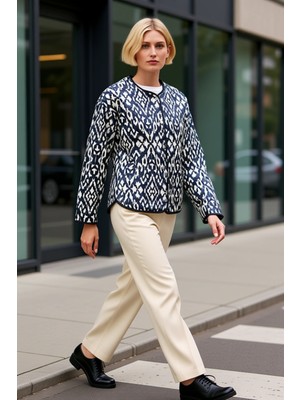 Benerly Kadın Bisiklet Yaka Düşük Kol Kapitone Desenli Ceket Fonksiyonel Dayanıklı Kaliteli Modern