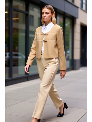 Benerly Kadın %100 Pamuk Bisiklet Yaka Standart Kol Gabardin Ceket Fonksiyonel Dayanıklı Kaliteli Şık