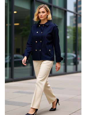 Benerly Kadın Gömlek Yaka Düz Oversize %100 Pamuk Denim Ceket Fonksiyonel Dayanıklı Kaliteli Rahat