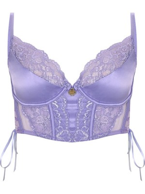 Feu De Elu Pastivelle Lila Saten Dantelli Korseli Sütyen