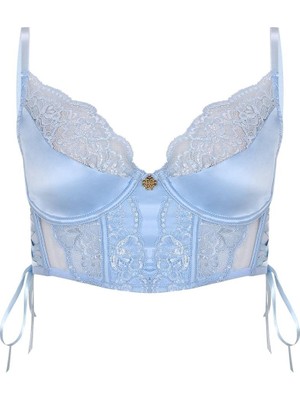 Feu De Elu Pastivelle Açık Mavi Saten Dantelli Korseli Sütyen