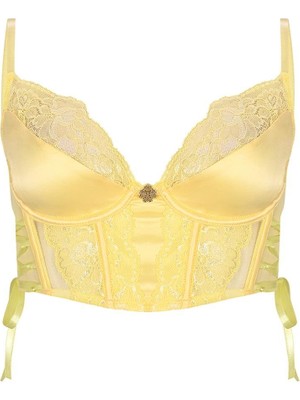 Feu De Elu Pastivelle Sarı Saten Dantelli Korseli Sütyen