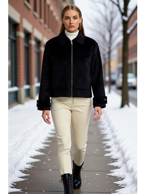 Benerly Kadın Gömlek Yaka Standart Kol Kaşe Ceket Fonksiyonel Dayanıklı Kaliteli Konforlu Estetik Şık