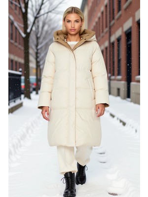 Benerly Kadın Kapüşonlu Uzun Kol Düz Desen Fermuarlı Mont Fonksiyonel Dayanıklı Kaliteli Konforlu Şık