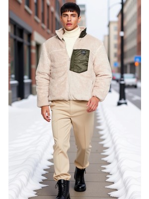 Benerly Erkek Dik Yaka Standart Kol Peluş Mont Fonksiyonel Dayanıklı Kaliteli Konforlu Estetik Şık