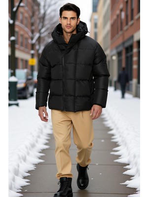 Benerly Erkek Kapüşonlu Fermuarlı Reglan Kol Düz Dokuma Kalıp Mont Fonksiyonel Dayanıklı Kaliteli Şık