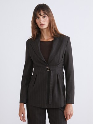 Soulife Çizgili Kadın Blazer Ceket
