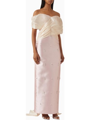 Ac By Aanchal Chanda Crystal-Embellished Off-Shoulder Dekolteli Uzun Kadın Elbise