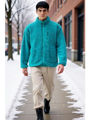 Benerly Erkek Dik Yaka Standart Kol Peluş Mont Regular Kalıp Fonksiyonel Dayanıklı Kaliteli Modern