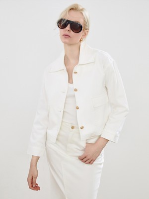 Soulife Gömlek Yaka Kadın Jean Ceket