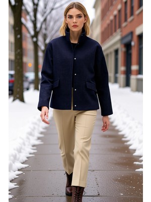 Benerly Kadın Gömlek Yaka Standart Kol Kaşe Ceket Fonksiyonel Dayanıklı Kaliteli Konforlu Estetik Şık