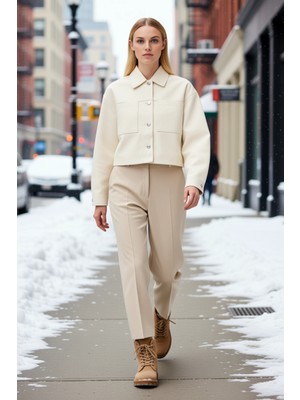 Benerly Kadın Ceket Yaka Standart Kol Regular Kalıp Ince Suni Deri Fonksiyonel Dayanıklı Kaliteli Şık