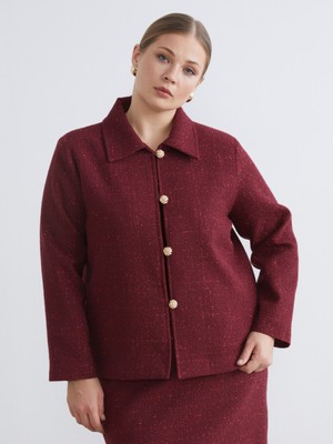 Soulife Büyük Beden Dokulu Kadın Tüvit Ceket