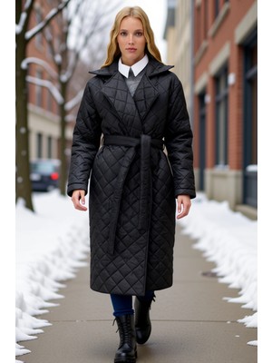 Benerly Kadın Dik Yaka Standart Kol Düz Desenli Kapitone Mont Fonksiyonel Dayanıklı Kaliteli Rahat