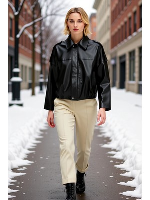 Benerly Kadın Gömlek Yaka Standart Kol Düz Dokuma Mont Fonksiyonel Dayanıklı Kaliteli Konforlu Şık