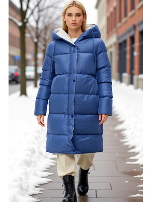 Benerly Kadın Kapüşonlu Standart Kol Uzun Şişme Mont Fonksiyonel Dayanıklı Kaliteli Konforlu Rahat