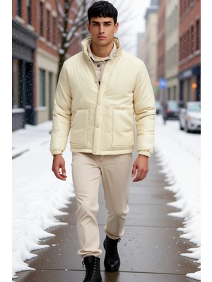 Benerly Erkek Dik Yaka Standart Kol Düz Kalıp Şişme Mont Fonksiyonel Dayanıklı Kaliteli Konforlu Şık