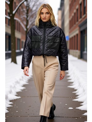 Benerly Kadın Gömlek Yaka Standart Kol Kapitone Mont Fonksiyonel Dayanıklı Kaliteli Konforlu Rahat