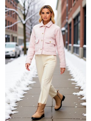 Benerly Kadın Gömlek Yaka Standart Kol Buklet Ceket Fonksiyonel Dayanıklı Kaliteli Konforlu Modern