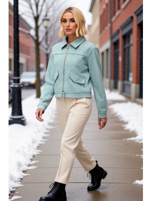 Benerly Kadın Ceket Yaka Standart Kol Düz Desen Fitted Kalıp Ince Ceket Fonksiyonel Dayanıklı Spor