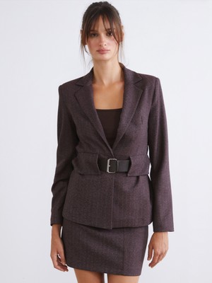 Soulife Beli Kemerli Kadın Blazer Ceket