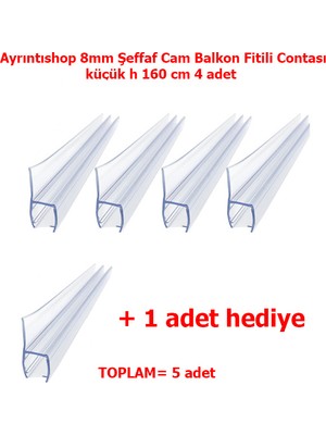 AYRINTISHOP Ayrıntıshop 8mm Cam Balkon Fitil Conta Küçük h  4 Adet  +1 Adet Hediyeli