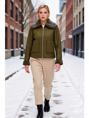 Benerly Kadın Regular Gömlek Yaka Uzun Kol Süet Mont Fonksiyonel Dayanıklı Kaliteli Konforlu Rahat