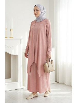 Elbise Yelek Ikili Takım 6527-07 Pudra