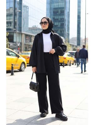 Beli Lastikli Paçası Püsküllü Kot Pantolon 2211-02 Siyah