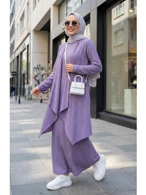 Sefa Merve Elbise Yelek Ikili Takım 6527-08 Lila