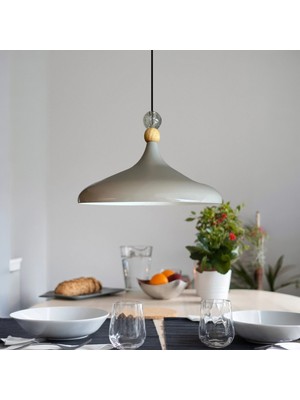 Bamyum Champion Gri Büyük Şeffaf Boncuk Tekli Avize Sarkıt Salon Mutfak Cafe Butik Aydınlatma Avizeler