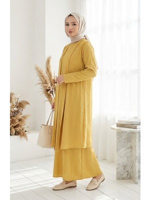 Elbise Yelek Ikili Takım 6527-05 Hardal