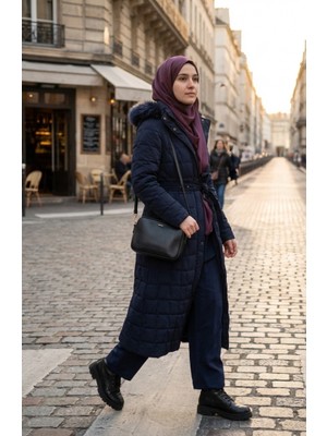 Büyük Beden Kapüşonlu Nova Mont 6320-02 Lacivert