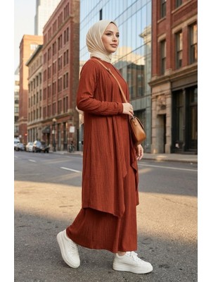 Elbise Yelek Ikili Takım 6527-02 Kiremit